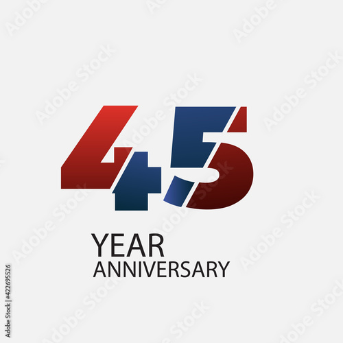 Free Download 45 Years Anniversary Celebration Red Color Vector Template Design Illustration - GFXLoad