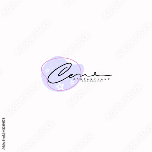 CE Initials handwritten minimalistic logo template vector