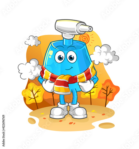 cleaning spray in the autumn. cartoon mascot vector