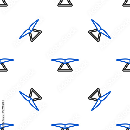 Line Hang glider icon isolated seamless pattern on white background. Extreme sport. Colorful outline concept. Vector