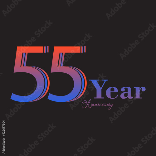 55 Years Anniversary Celebration Rainbow Color Vector Template Design Illustration