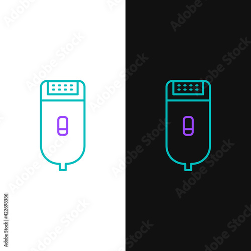 Line Electrical hair clipper or shaver icon isolated on white and black background. Barbershop symbol. Colorful outline concept. Vector