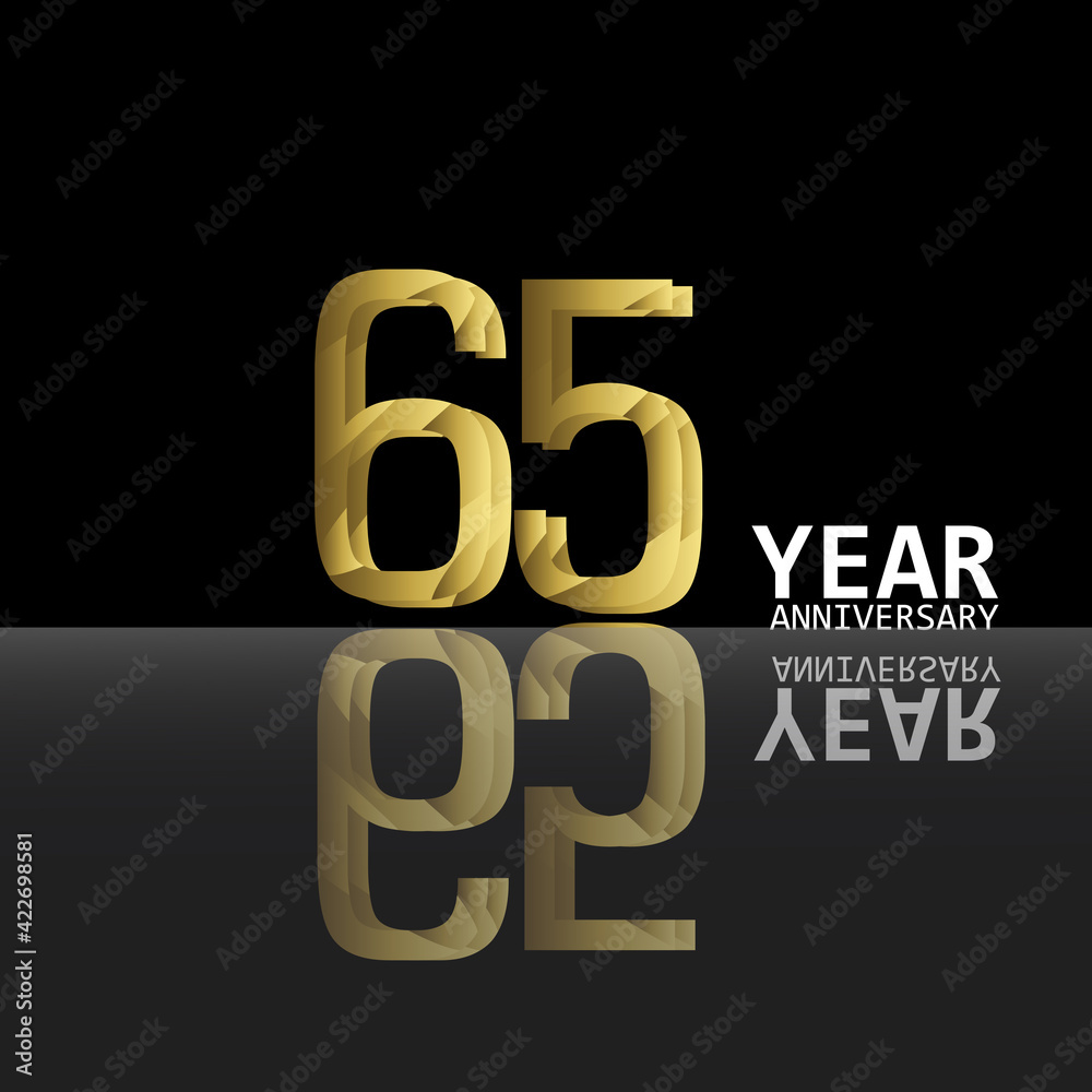 65 Years Anniversary Celebration Gold Black Background Color Vector Template Design Illustration 65 Years Anniversary Celebration Gold Black Background Color Vector Template Design Illustration