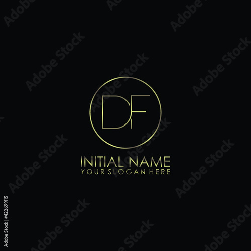 DF Initials handwritten minimalistic logo template vector