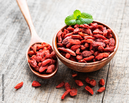 Dry red goji berries for a healthy diet. photo