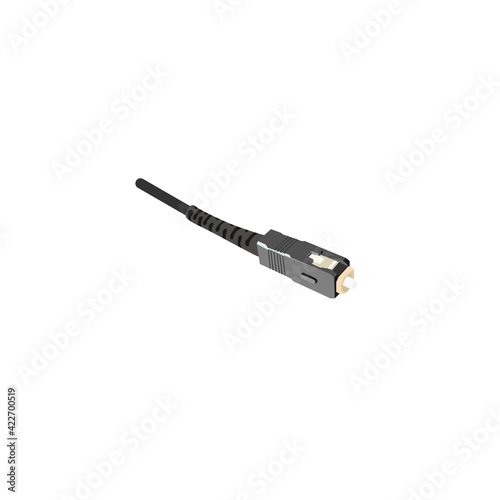  A fiber-optic cable connector, SC connector. Vector illustration