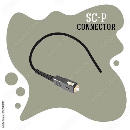  A fiber-optic cable connector, SC connector. Vector illustration