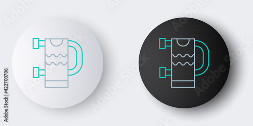 Line Heated towel rail icon isolated on grey background. Colorful outline concept. Vector