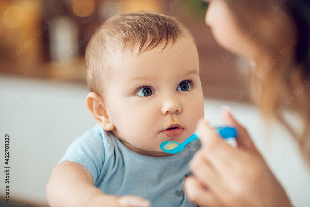 Cute little baby while taking food Cute little baby while taking food
