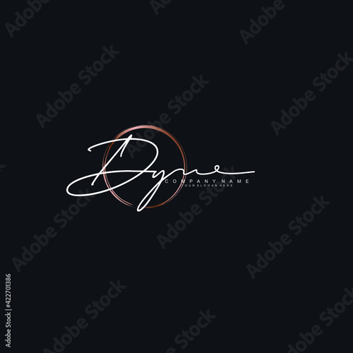 DY Initials handwritten minimalistic logo template vector