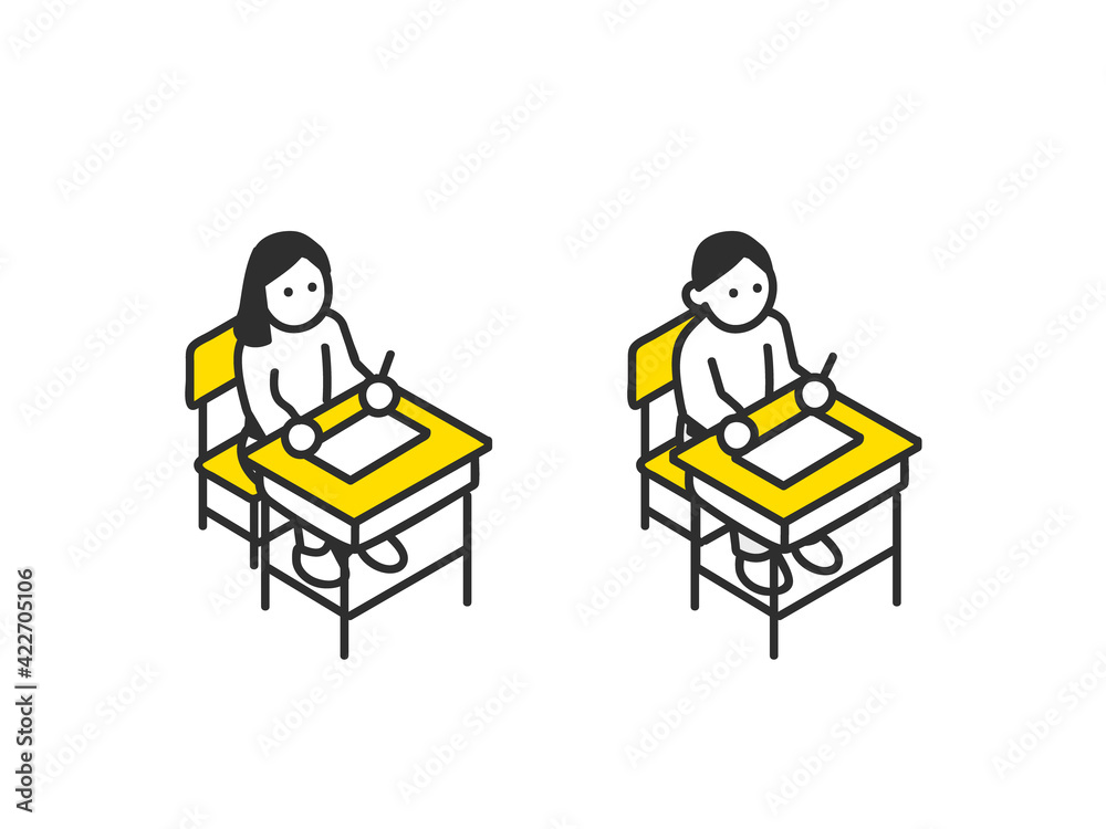 教室で授業を受けているこどものイメージイラスト素材 教室で授業を受けているこどものイメージイラスト素材