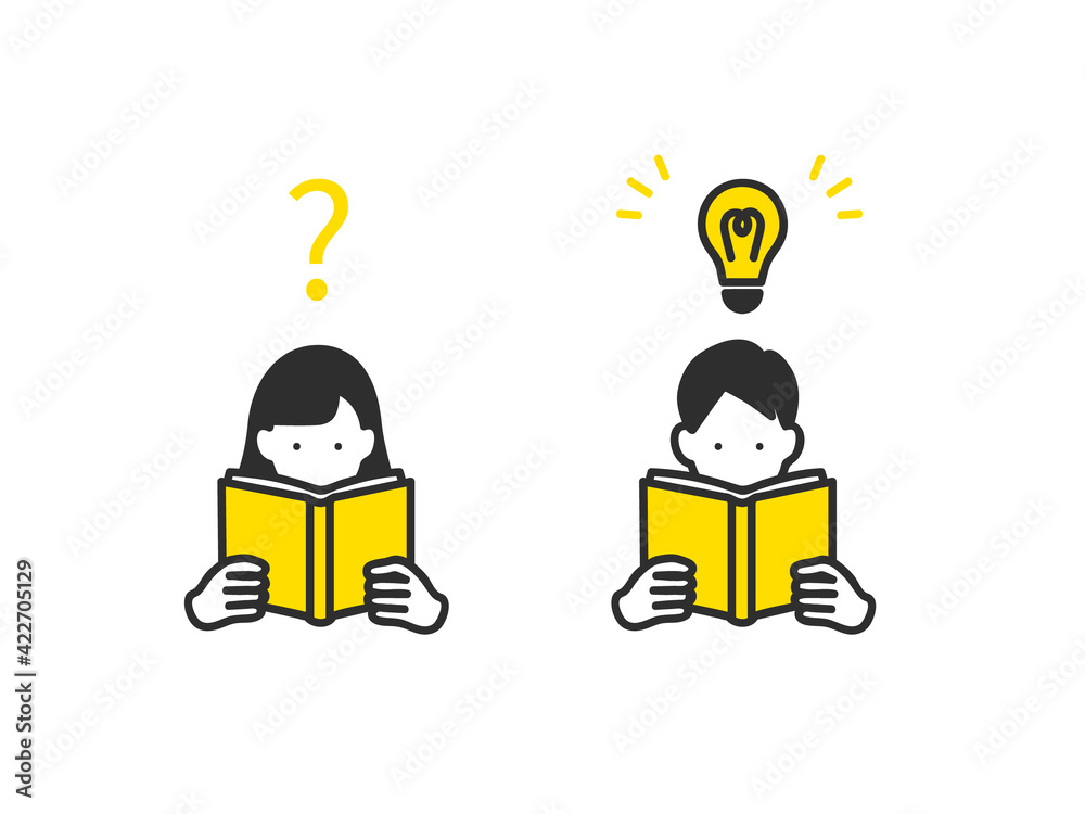 教科書を読むこどものイメージイラスト素材 Stock Vector Adobe Stock