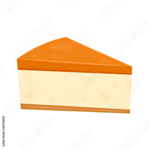 Caramel cheesecake cartoon vector. Caramel cheesecake on white background.