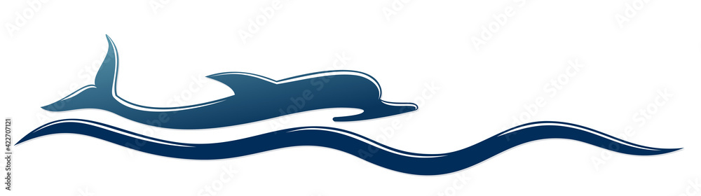 The Symbol with dolphin and blue wave.