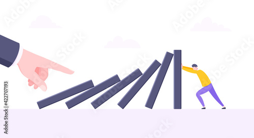 Business resilience or domino effect metaphor vector illustration.