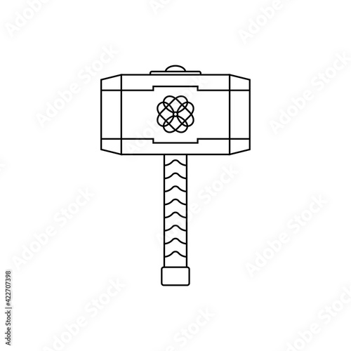 Thor hammer icon with lightning bolts vector illustration