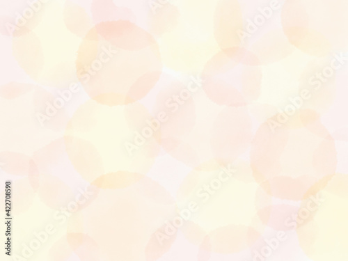 あたたかい水玉の水彩画の背景、オレンジ、薄いピンクの模様の壁紙、明るい未来を感じるイメージ