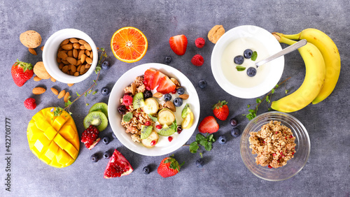 health food- granola with yogurt and fruit