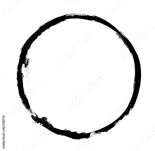 Watercolor black circle on white as background