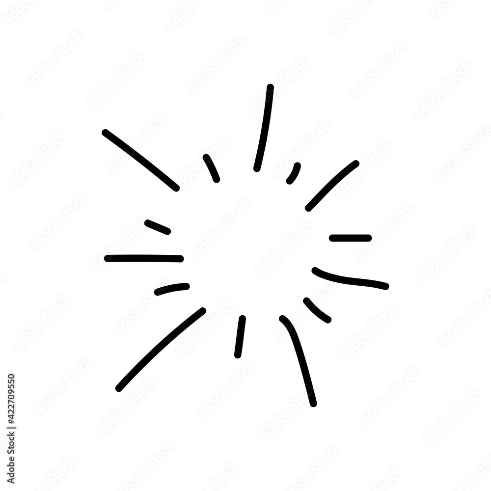 Explosion doodle. Hand-drawn splash isolated on white background. Vector illustration