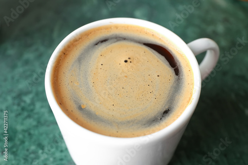 Freshly brewed black coffee...