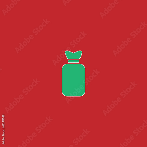  Hot water bottle flat icon. Simple style Hot water rubber symbol. Logo design element. T-shirt printing. eps10. Vector for sticker.