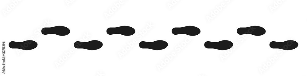 Shoe footprints. Traces in one direction. Vector illustration Shoe footprints. Traces in one direction. Vector illustration