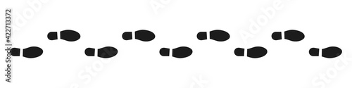 Shoe footprints. Traces in one direction. Vector illustration
