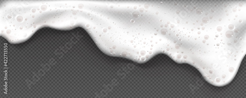 White soap foam, suds or froth with bubbles photo