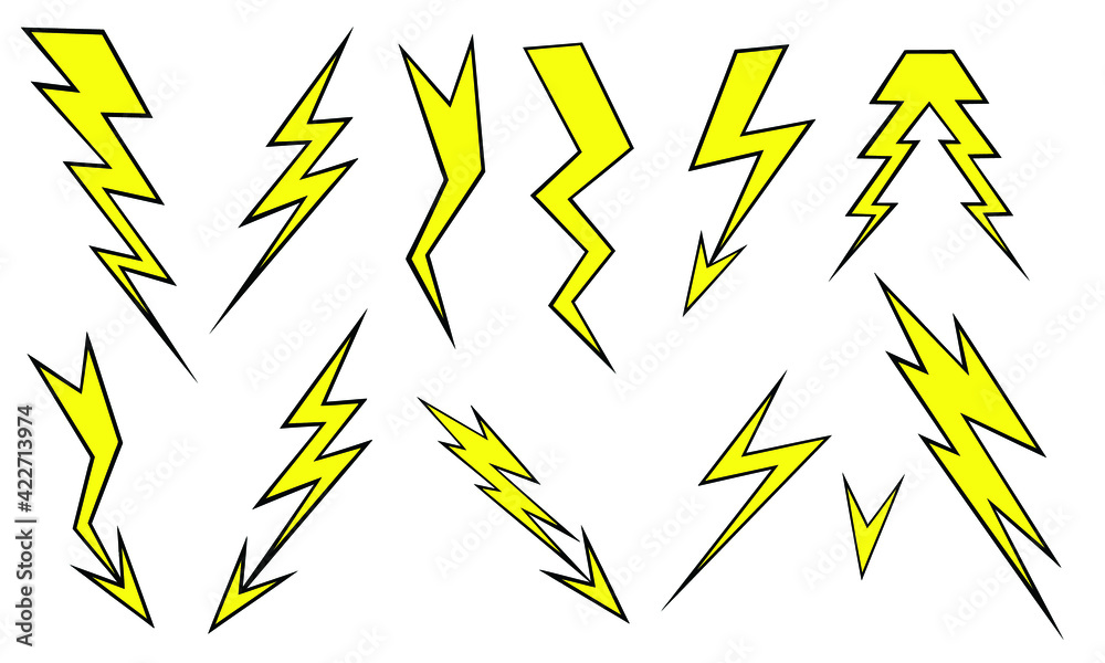 set of different lightning bolt cartoons set of different lightning bolt cartoons