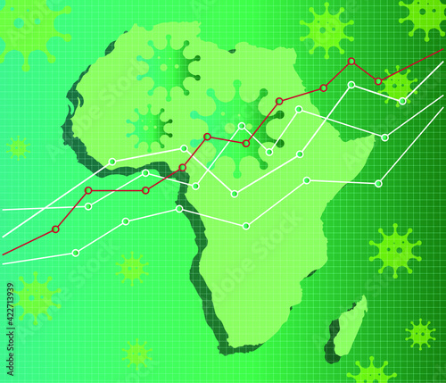 Africa economic crisis vector illustration. Pandemic chart. Green Background.