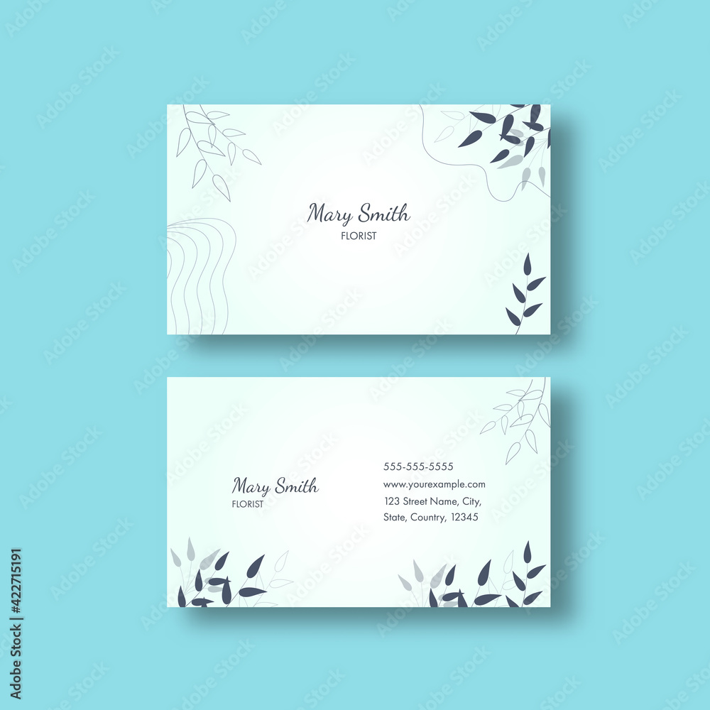 Florist Business Or Visiting Card In Front And Back View.