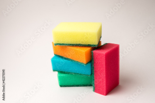 Sponge for washing dishes on white background. Isolated