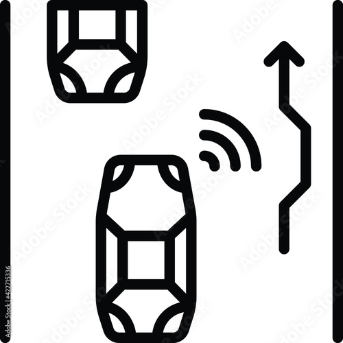 Self driving car overtaking lane Concept,  Autoopilot Passing lane Vector Icon Design, Autonomous driverless vehicle Symbol, Robo car Sign, Automated driving system stock illustration