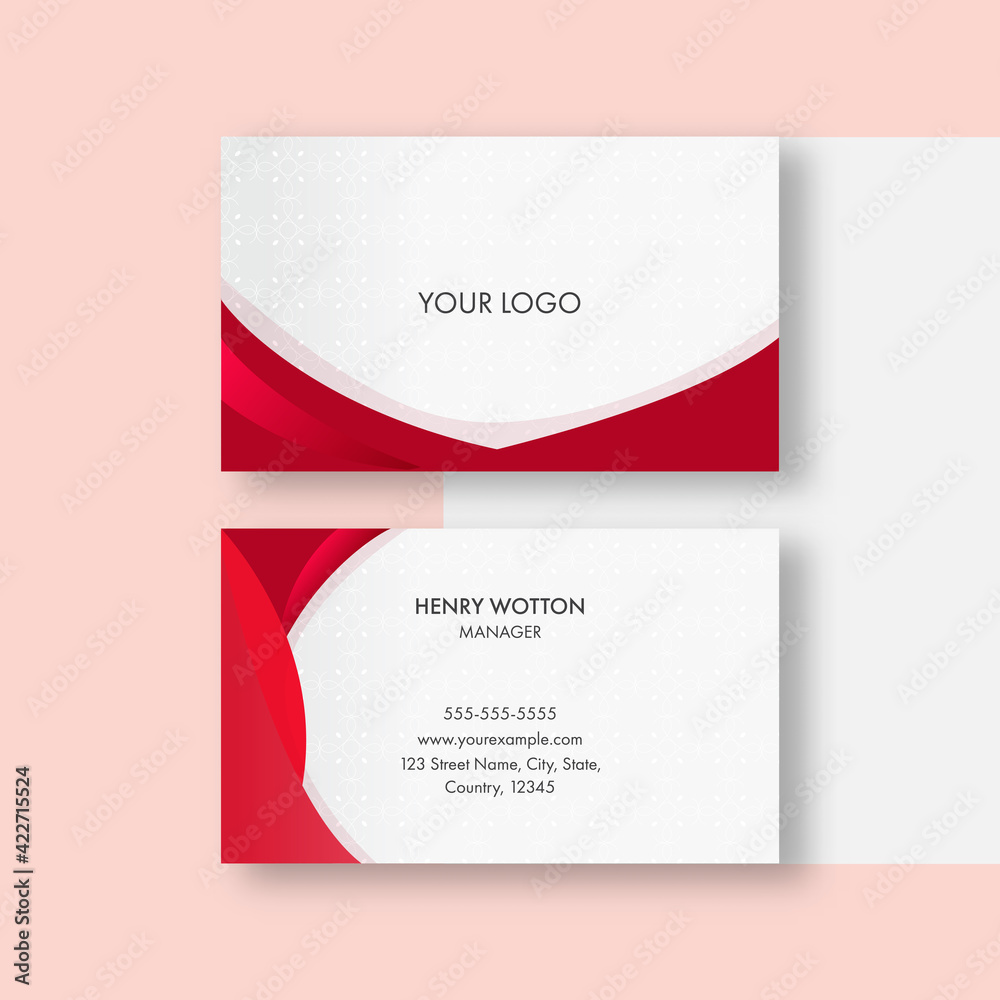 Fototapeta premium Red And White Elegant Business Card Template For Corporate Company.