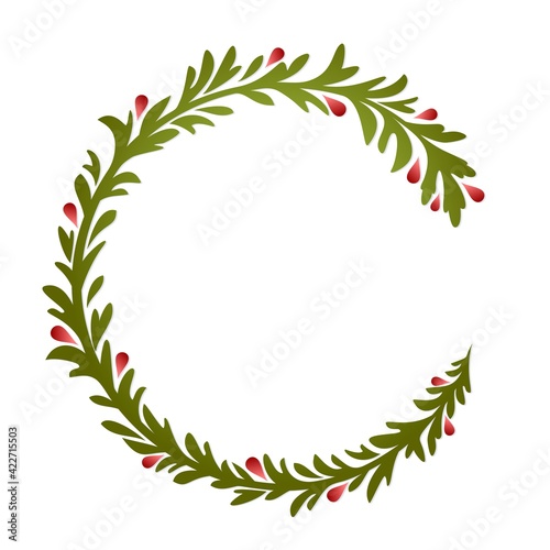 the Frame of a green plant with berries.