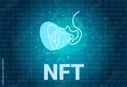 NFT - non fungible tokens. Pay for unique collectibles in games or art. Vector illustration background