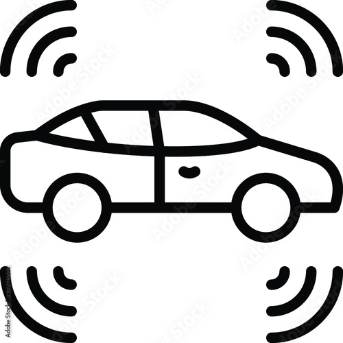 Self driving Sensor rich Concept Vector Icon Design, Autonomous driverless vehicle Symbol, Robo car Sign, Automated driving system stock illustration