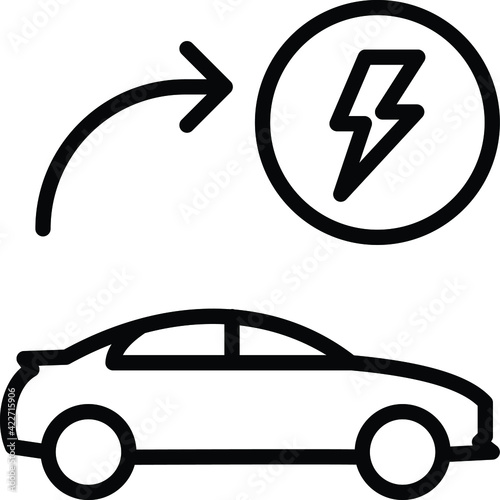 Self driving car charging point Concept, EV Sedan Car Side View Vector Icon Design, Autonomous driverless vehicle Symbol, Robo car Sign, Automated driving system stock illustration
