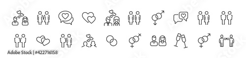 Vector set of couple thin line icons.