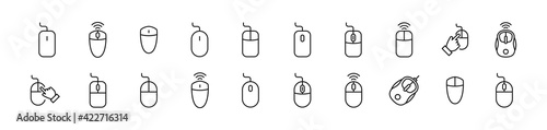 Line stroke set of computer mouse icons.