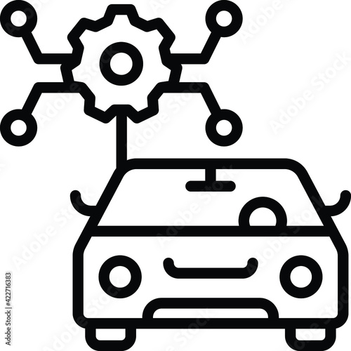 Self driving Car Calibration Concept, Autopilot Semiconductor Vector Icon Design, Autonomous driverless vehicle Symbol, Robo car Sign, Automated driving system stock illustration