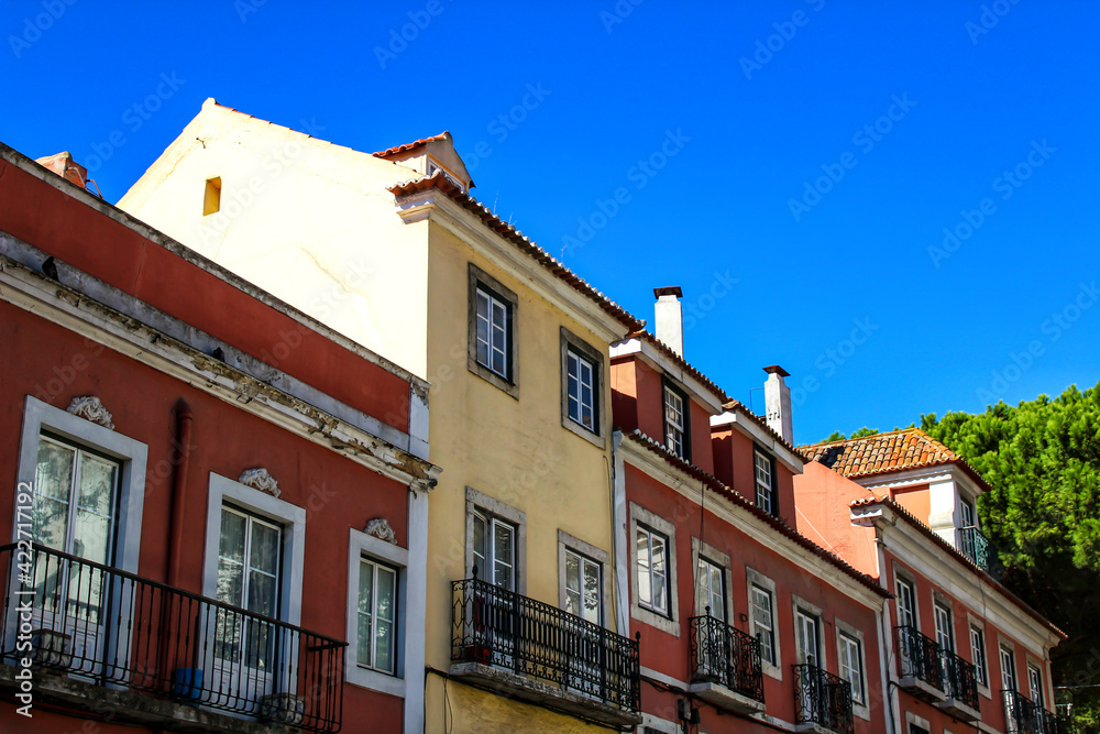 Colorful and majestic old houses in Lisbon