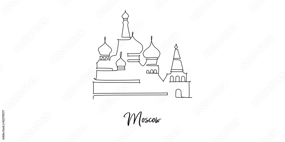 St. Basil Cathedral of moscow Continuous one line drawing