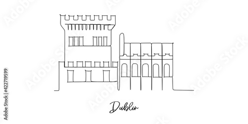 Dublin landmarks skyline - Continuous one line drawing photo