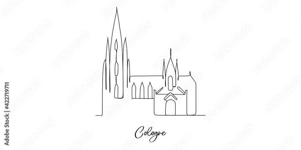 Cologne of Germany landmarks skyline - Continuous one line drawing