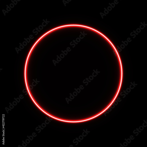 red abstract neon circle glowing in the dark. design element for poster, banner, advertisement, print. Vector graphics. neon illustration. glowing circle.