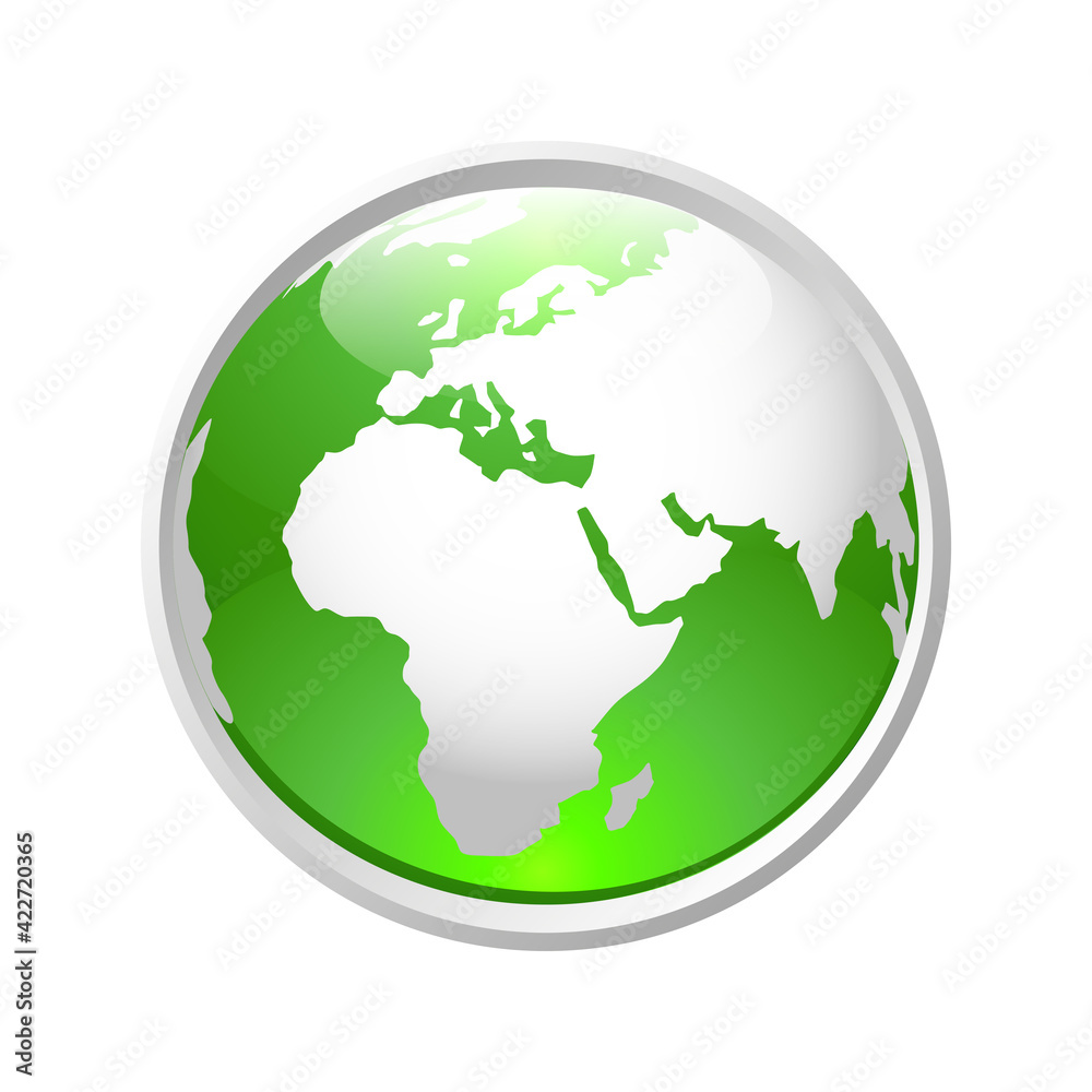 vector shiny buttons with earth globe on white background