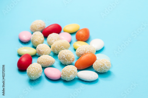 various sweets on bright background