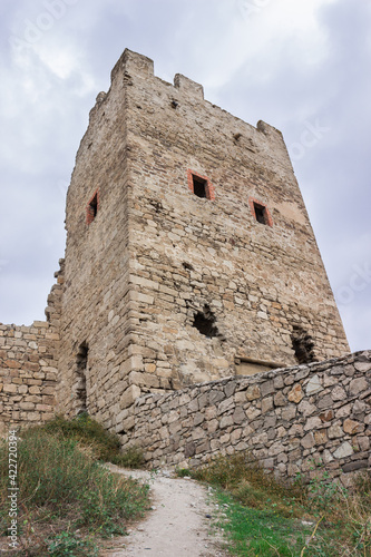 The tower of Crisco (Christ tower) in the Genoese fortress in Feodosia, XIV century, Eastern Crimea. photo